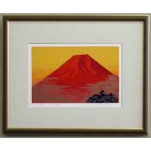 作家 彫金パネル 「雲海の赤富士」 画家池田満寿夫 : 日本ものこと百貨