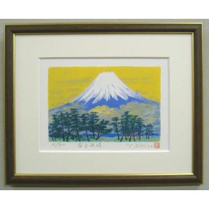 池上壮豊柿の木を描いた素晴しい豊かな実が沢山の素敵な作品 柿の木 絵画 シルクスクリーン 版画 池上壮豊 「豊実-紅」 額付き