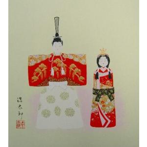 2月から飾れる桃の節句の雛まつり用色紙 メール便なら送料無料 お雛様色紙 1雛 吉岡浩太郎