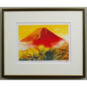 絵画 油絵 赤富士 （土屋茂） F6号 【肉筆】【油絵】【富士】【6号