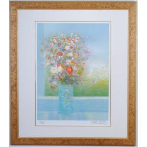 ベルナール ・ カトラン 「 白いシクラメン 」 リトグラフ ( 石版画