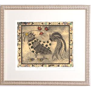 絵画・額縁・版画・オバタ クミ・新品未使用・エッチング・美術品・インテリア・雑貨 抽象画 絵画 銅版画 エッチング オバタクミ 「サンクチュアリ