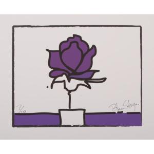 ブルー ストーン ポップアート 花 絵 絵画 版画 ジークレー 額付き POP薔薇2 パープル インテリア プレゼント 新築祝い 開店祝い