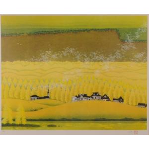 風景画 絵画 カナダ リトグラフ 版画 チャン・プー 「カナダの春」 額