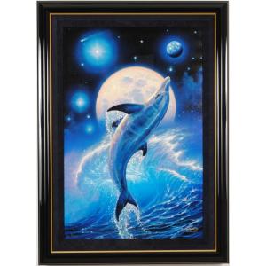 クリスチャン・リース・ラッセン バランス・オブ・ライフ イルカ 絵画 インテリア ミクストメディア 版画 プレゼント コレクション 新築祝い 新品額付き