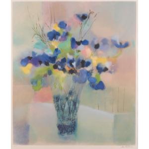 花 絵画 インテリア リトグラフ 版画 ダン・パルトゥーシュ 「ロイヤルベース」 額付き