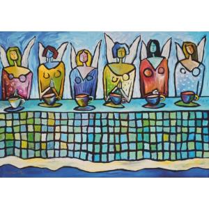 レオナルド・ダビンチ 絵画 最後の晩餐 パロディ シルクスクリーン 版画 ジャネット・デイビス 「ラ...