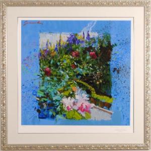ホアキン・トレンツ・リャド ジヴェルニーの花・2 花 絵画 薔薇 シルク