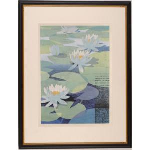 本荘正彦 朱夏彩々 花 絵画 ノウゼンカズラ インテリア 和風 絵 木版画