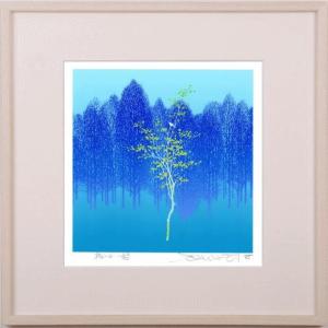 馬 絵画 白馬 版画 シルクスクリーン 吉岡浩太郎 「白馬の森