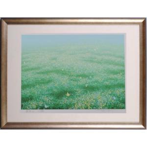 海 風景画 絵画 シルクスクリーン 版画 池上壮豊 「入り江の朝」 額