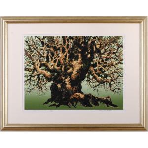 インテリア 絵画 プレゼント 草原 木 絵 シルクスクリーン 版画 池上壮