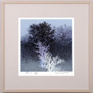木 絵画 樹 版画 シルクスクリーン 池上壮豊 「雄」 額付き : アート