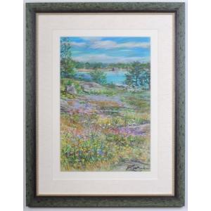 北欧 風景画 絵画 フィンランド パステル画 石井清 「タミサリー・2」 額付き