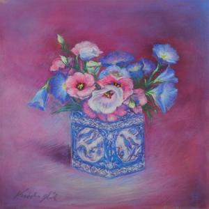 阿蘇 絵画 風景画 草千里 パステル画 石井清 「高原の夏」 額付き