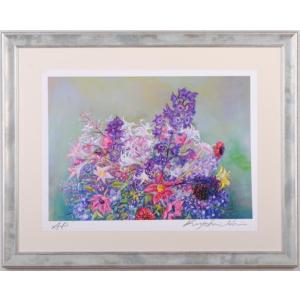 花 絵画 百合 アザミ ジークレー 版画 石井清 「路傍の山ゆり・A・G