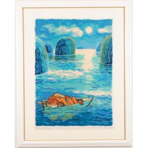 マイケル・ルー ムーン・レイク ポップアート 絵画 猫 インテリア シルクスクリーン 版画 プレゼント コレクション 新築祝い 開店祝い 新品額付き