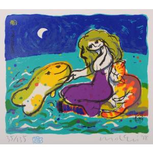 マイケルルー　猫　画題Fuzzy on GG Bridge 1987 MICHAEL LEU 