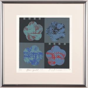 抽象画 絵画 桜 花 絵 和モダン シルクスクリーン 版画 南正雄 「花