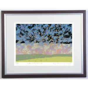 花 絵画 シルクスクリーン 版画 吉村明子 「Full Bloom 1」 額付き