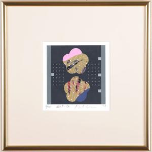 抽象画 絵画 桜 絵 現代アート モダンアート シルクスクリーン 版画 南正雄  額付き