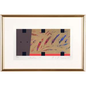 木 絵画 樹 絵 版画 シルクスクリーン 池上壮豊 「紫遠-2」 額付き