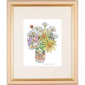 花 絵画 ポピー 静物画 版画 ジークレー 青木乃里子 「ポピー園」 額