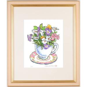 百合 絵画 コスモス 花 版画 シルクスクリーン ジークレー 吉岡浩太郎