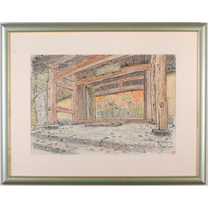 内藤謙一 長府・功山寺2 山口県下関市 絵画 風景画 水彩画 インテリア