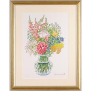 薔薇 花 絵画 リトグラフ 版画 ジョアン・ゲレロ 「ワイン・ローズ
