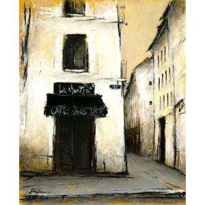 モンマルトルの街通り 神近昭 油彩画 F8 額装 風景画 絵画 パリ 風景画 絵画 フランス 油絵 油彩画 中野克彦 「モンマルトル・2