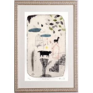 抽象画 絵画 銅版画 エッチング オバタクミ 「ある町で起きた