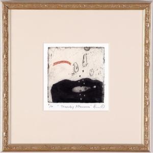 抽象画 絵画 銅版画 エッチング オバタクミ 「ある町で起きた