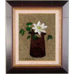 井上圭史 「 備前焼に椿 」 油絵 油彩画 F4 ( 4号 ) 絵画 洋画 肉筆