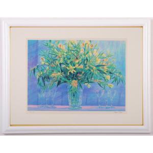 蝶 絵画 草原 野原 風景画 絵 シルクスクリーン 版画 池上壮豊 「萌草