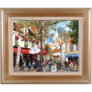 パリ 絵画 風景画 フランス インテリア プレゼント コレクション 新築祝い 開店祝い 斉藤要 モンマルトルの秋 額付き