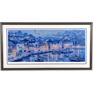 ⭐️SAILS⭐️フランクキャッツマレー　帆船の版画 ベージュフレーム額縁付　銅版画 ⭐️SAILS⭐️フランクキャッツマレー 帆船の版画 ベージュ