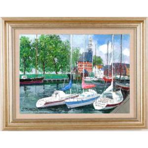 洋画家 竹内 敏彦 筆 スイス風景『湖畔の街 ルツェルン』F4 油絵 肉筆 洋画家 竹内 敏彦 筆 スイス風景『湖畔の街 ルツェルン』F4 油絵
