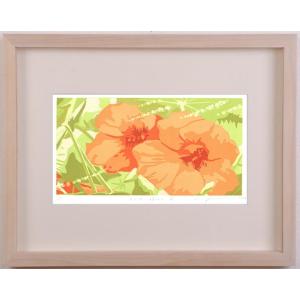 花 絵画 版画 シルクスクリーン 吉村明子 「Brilliant bloom 2」 額