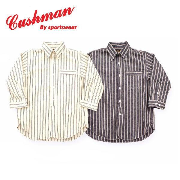 クッシュマン C/L ストライプ3/4スリーブシャツ CUSHMAN  メンズ レディース 七分袖シ...