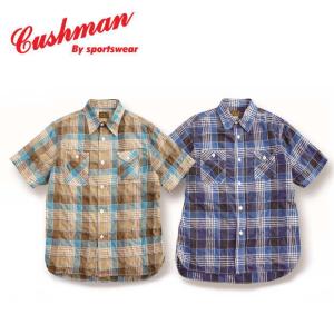 【Cushman】 クッシュマン プリネル オープンカラーシャツ オンブレ 半袖 CUSHMAN（クッシュマン） オンブレチェックオープンシャツ レーヨン100