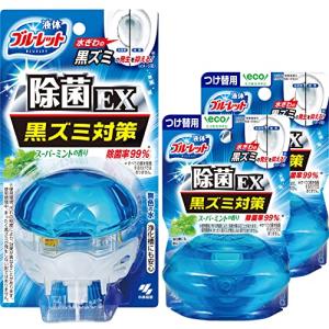 液体ブルーレット おくだけ 除菌EX スーパーミント 本体 1個+ 詰め替え 2個 トイレの くろずみ 消臭 に トイレタンク芳香洗浄剤の商品画像