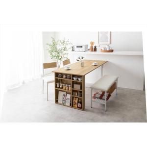 4点セット Super 収納付伸長式ダイニング...の詳細画像2