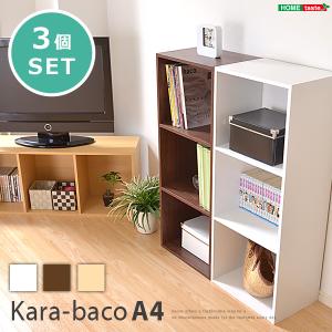 カラーボックス3段 A4サイズ 3個セット シンブル 収納 本棚 整理棚【kara-bacoA4】｜agrea-store