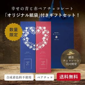 【手提げ袋付き】ペア2022 幸せを呼ぶ青いチョコレート/幸せを結ぶ赤いチョコレート CARRE・DE・BLUE/CARRE DE ROUGE 各9枚入り