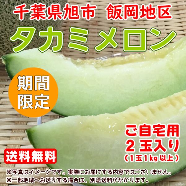 【送料無料】千葉県産タカミメロン２個箱　※ご自宅用