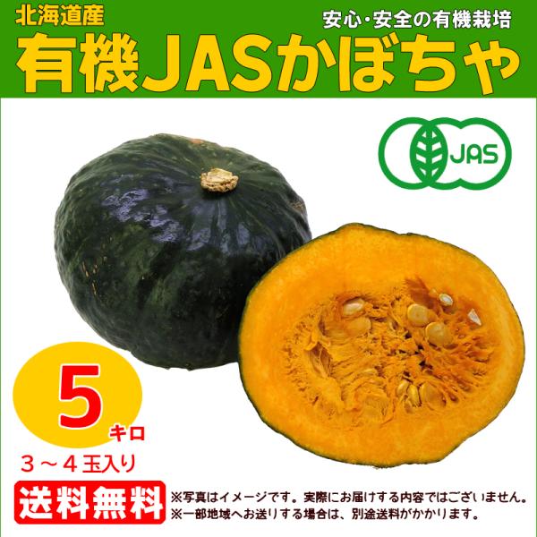 有機かぼちゃ 約5kg箱（３〜４玉入り）有機ＪＡＳ
