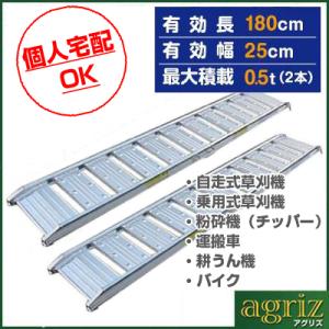 (個人宅配OK)アルミブリッジ 0.5t 1.8m 2本セット シンセイ 180-25-0.5 ツメ式 軽トラック ラダーレール アルミステップ 1.8m(1800mm) 25cm(250mm) 0.5トン｜agriz-ys