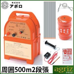 電気柵セット 電気柵 アポロ イノシシ用 FRPポール 2段張りセット/AP-2011 3反張（周囲...