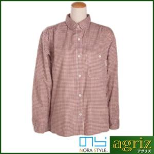 のらスタイル 農家さんブラウス チェック（ブラウン）